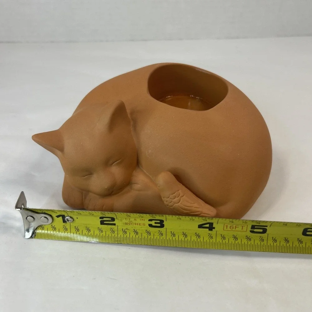PARTYLITE Terracotta CAT NAP Tealight Votive Candle Holder P7842